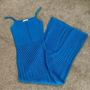 Bobbi Rocco Blue Knit Sleeveless Maxi Dress